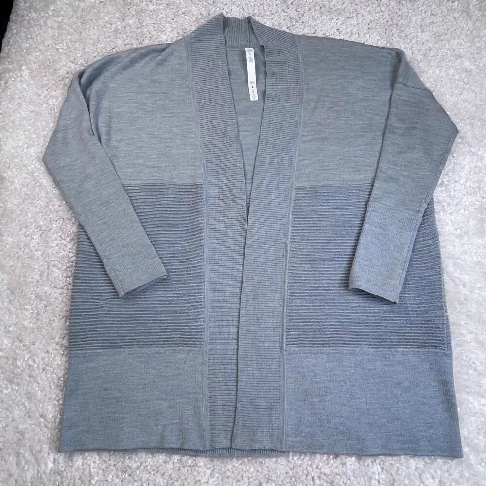 Lululemon Sit In Lotus Merino Wool Cardigan Sweater Heather Starlight Blue